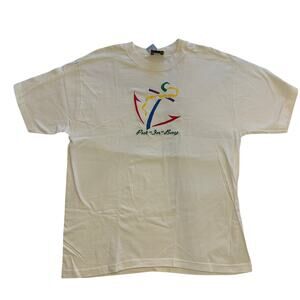 Vintage 90s Put-In-Bay Embroidered T-Shirt, XL, Colorful Anchor Graphic Tourist